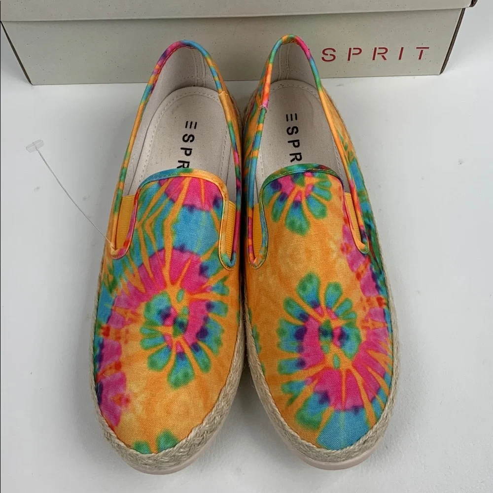Esprit Erika Colorful Rainbow Tie-Dye Espadrilles shoes flats size 7.5 NEW NWT